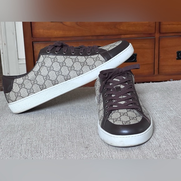 Gucci GG Guccissima Monogram Canvas Men Low Top Fashion Sneakers Size 12 G - Picture 7 of 13